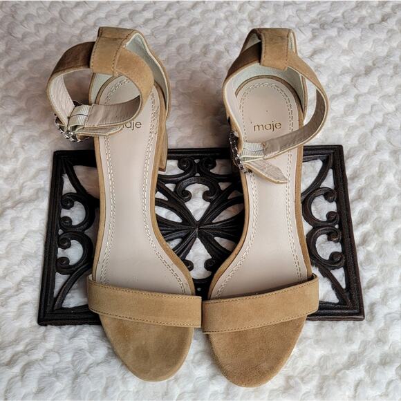 NIB Maje Farria Suede Heels in Camel, Sz 37 / US 6-6.5 - Picture 2 of 12